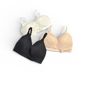 Deesse Lingerie Wire Free Bra Lot Of 3 Pieces Black White Nude Plus Size 42H Hot